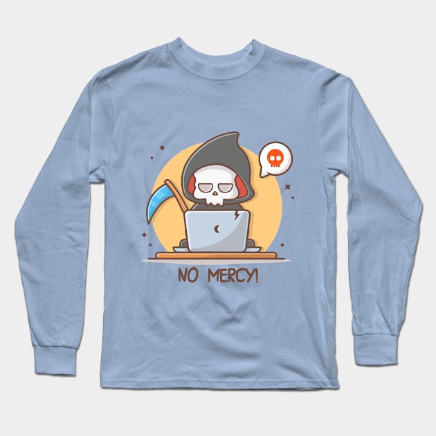 No Mercy Skull Long Sleeve T-Shirt by PutOnAHappyFace